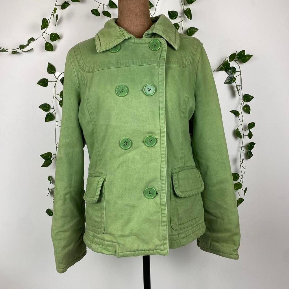 Vintage Y2K Mossimo double breasted pea coat pistachio green 2000s whimsy twee